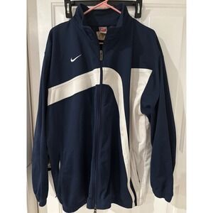 Nike Team Jacket XL Navy Blue White Full Zip‎ Long Sleeve Warm Up Coat